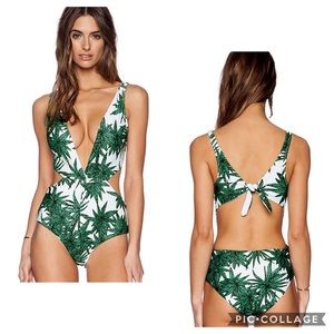 Palm Leaf Patterned Monokini